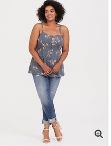 🚫SOLD!!🚫 Torrid - Grey Floral Cami Sz 1 - 14/16